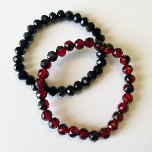 2 Piece Electroplated Faceted Austrian Crystal Bracelet Set ~ 7”